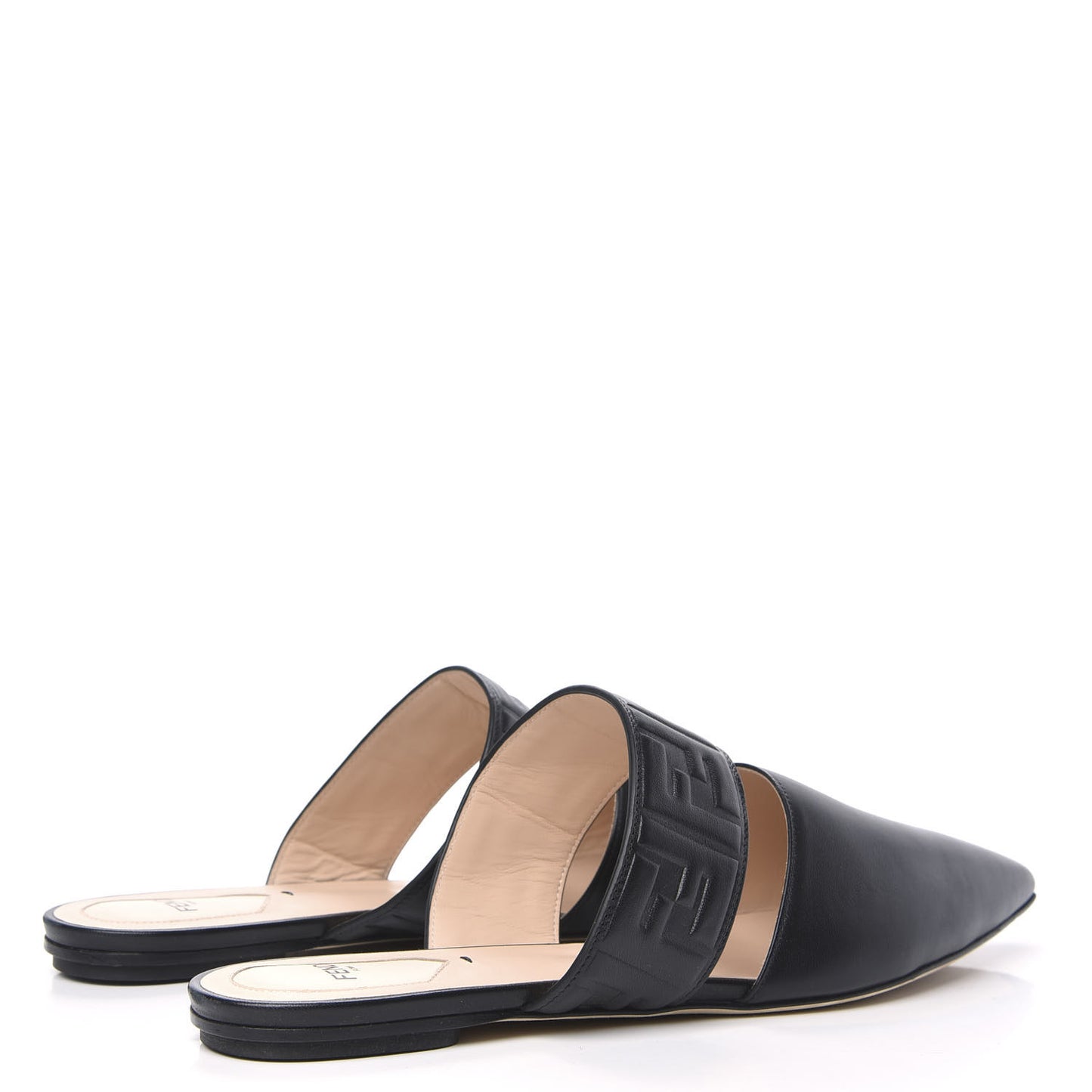 Vitello FF Embossed Flat Mules 42 Black