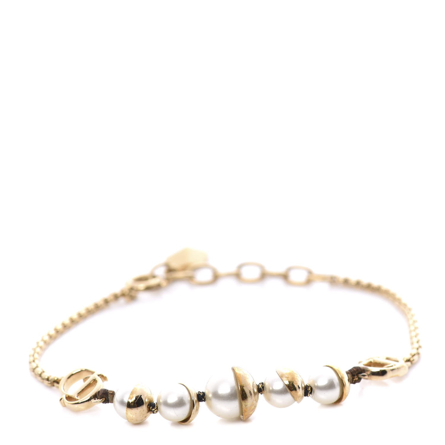 Christian Dior Pearl CD Logo Bracelet Gold 1 of 6