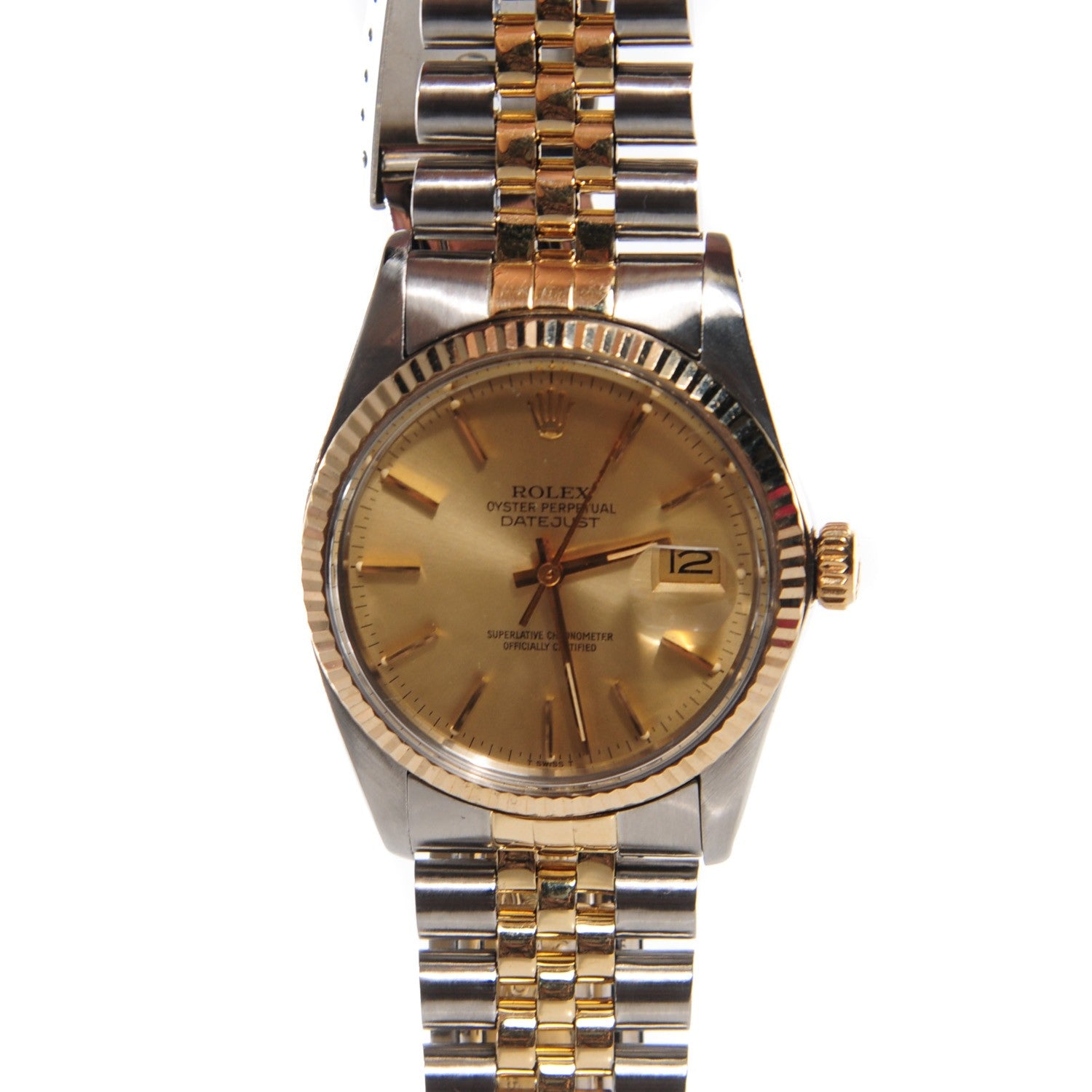 Rolex Stainless Steel 18K Yellow Gold 36mm Oyster Perpetual Datejust Watch Champagne 16013 1 of 11