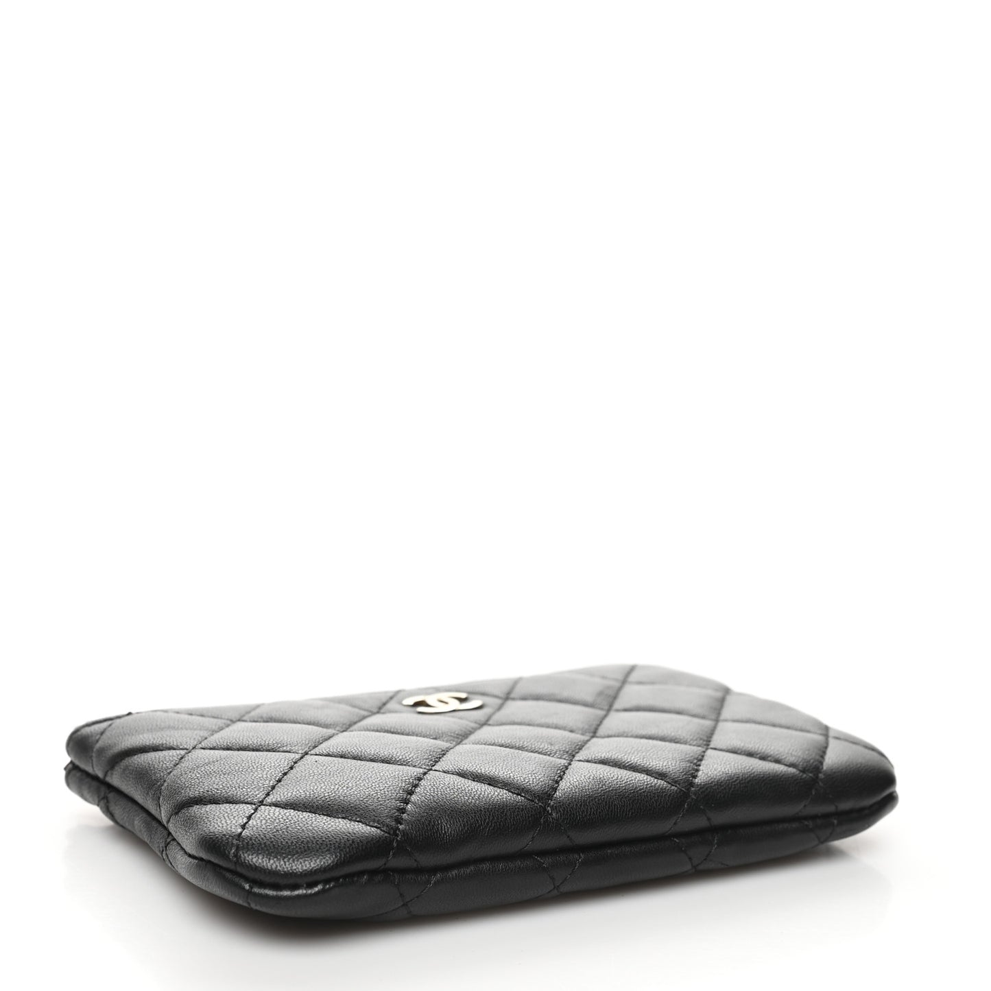 Lambskin Quilted Small Cosmetic Case Black