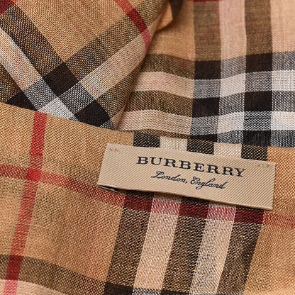 Burberry Wool Silk Gauze Vintage Check Scarf Antique Yellow 5 of 5
