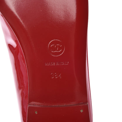 Chanel Patent Calfskin CC Cap Toe Ballerina Flats 38.5 Red 6 of 9