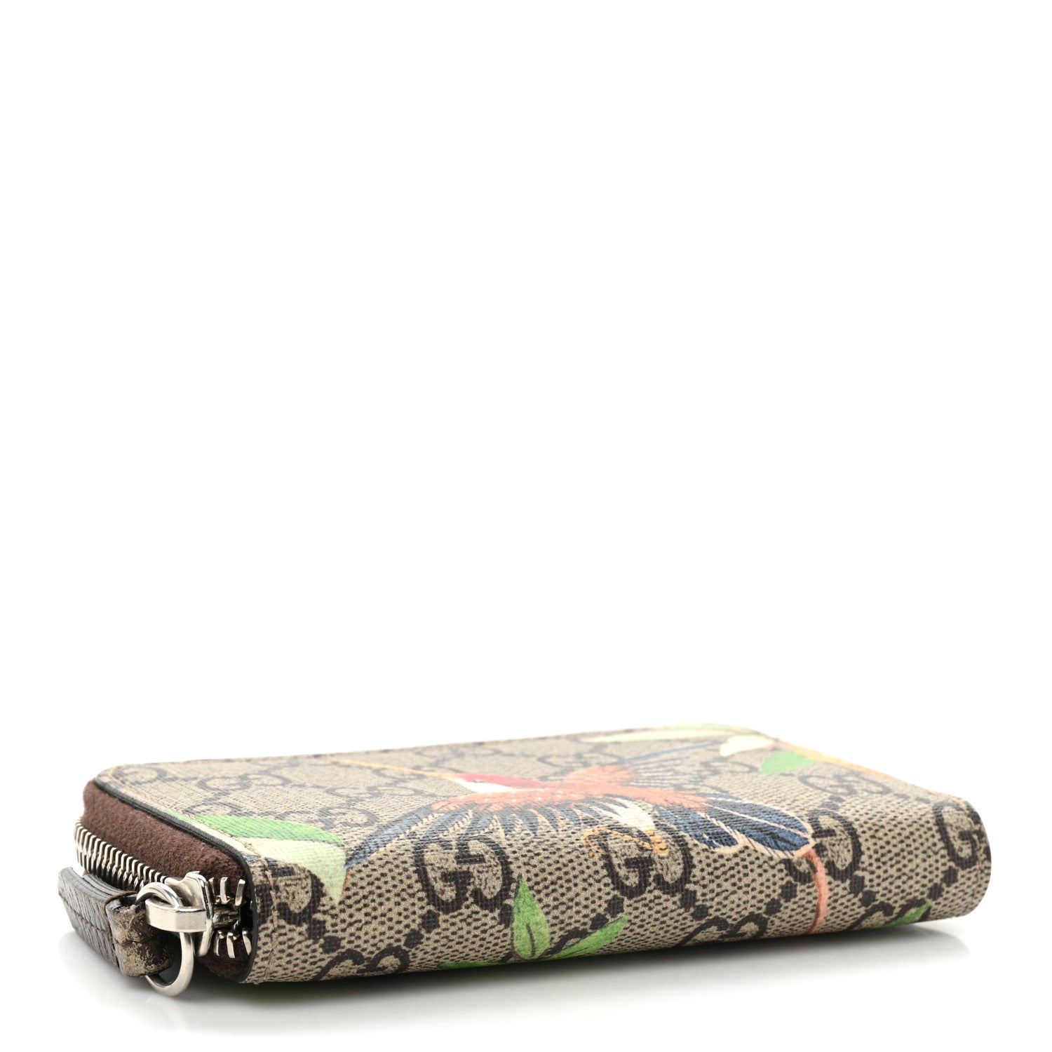 Gucci GG Supreme Monogram Tian Zip Around Card Case Wallet Beige Multicolor New Acero 4 of 13