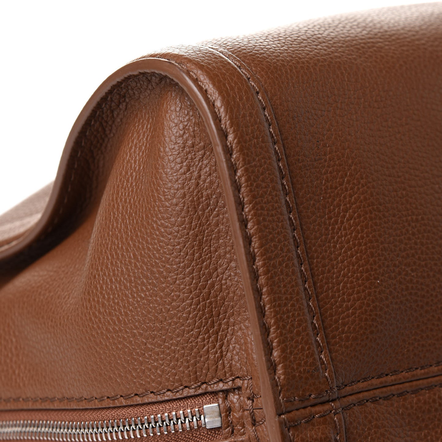 Pebbled Calfskin Large Skull Padlock Zip Around Tote Cuoio