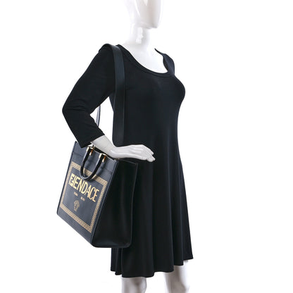 Fendi X VERSACE Calfskin Plexiglass Fendace Medium Fendi Sunshine Shopper Tote Black 2 of 8