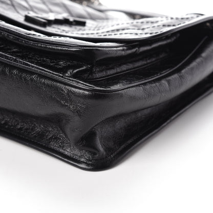 Saint Laurent Crinkled Calfskin Matelasse Monogram Large Niki Chain Satchel Black 9 of 9