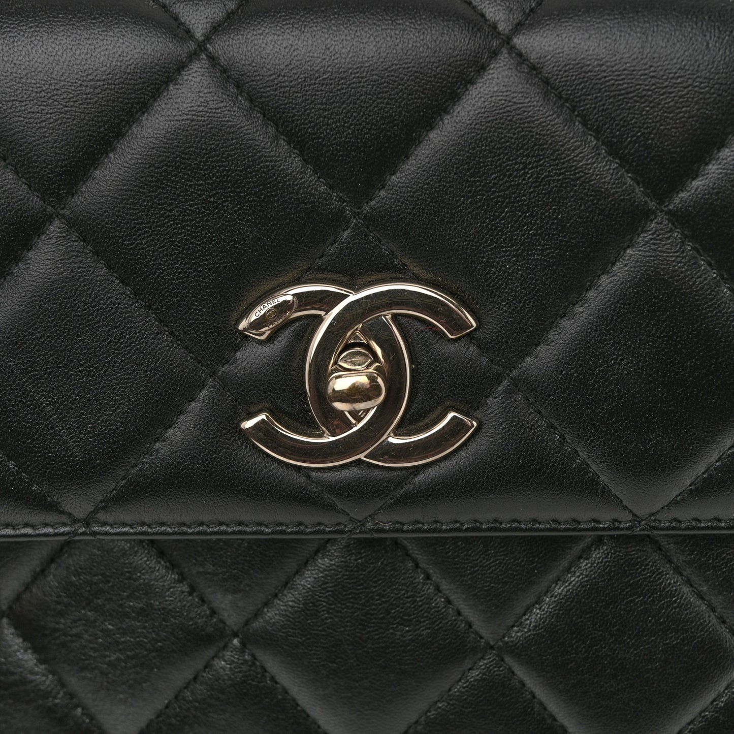 Lambskin Quilted Small Trendy CC Dual Handle Flap Bag Black