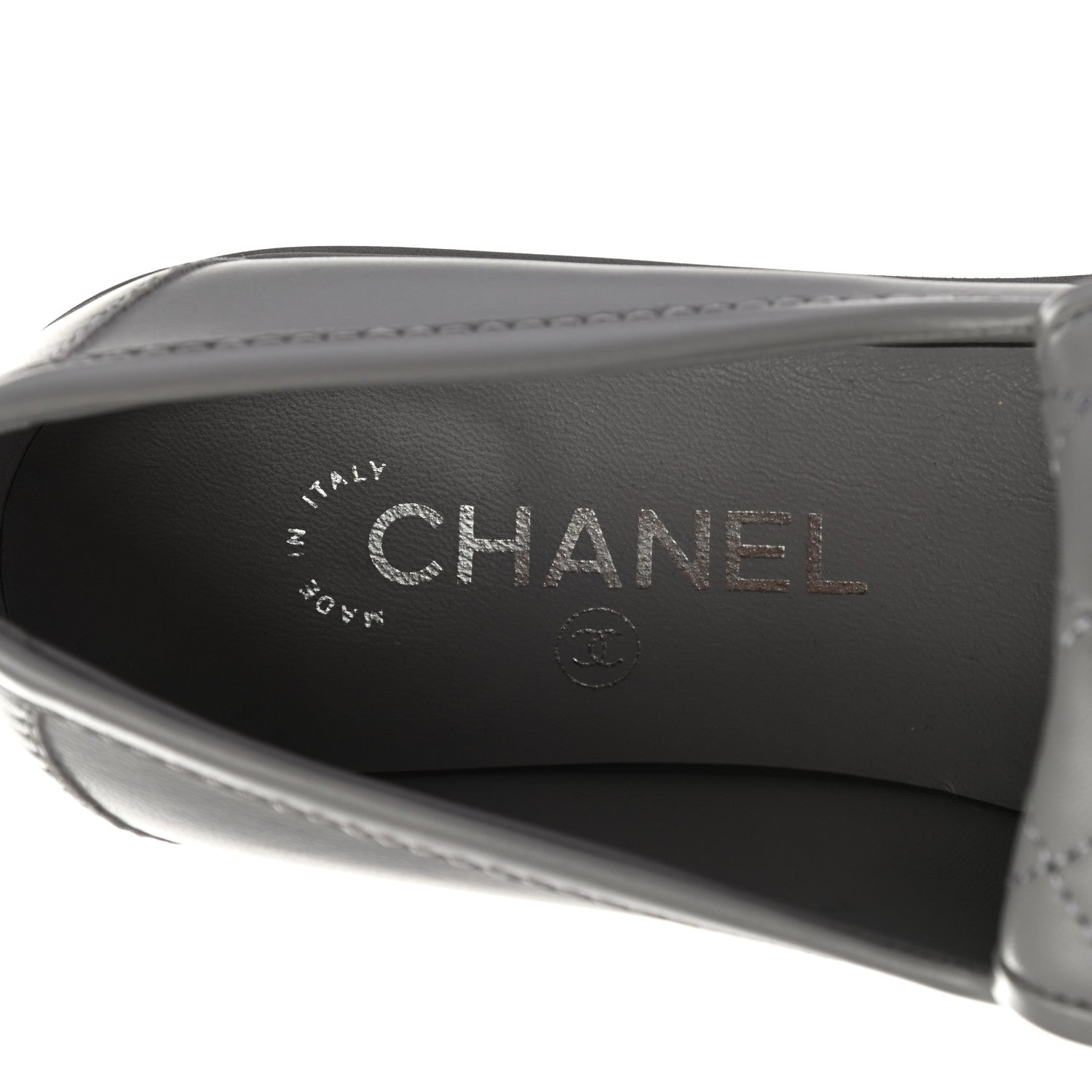 Chanel Lambskin Quilted CC Turnlock Moccasins 38.5 Grey 6 of 8