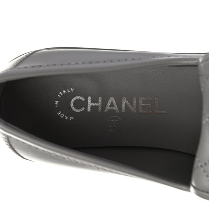 Chanel Lambskin Quilted CC Turnlock Moccasins 38.5 Grey 6 of 8
