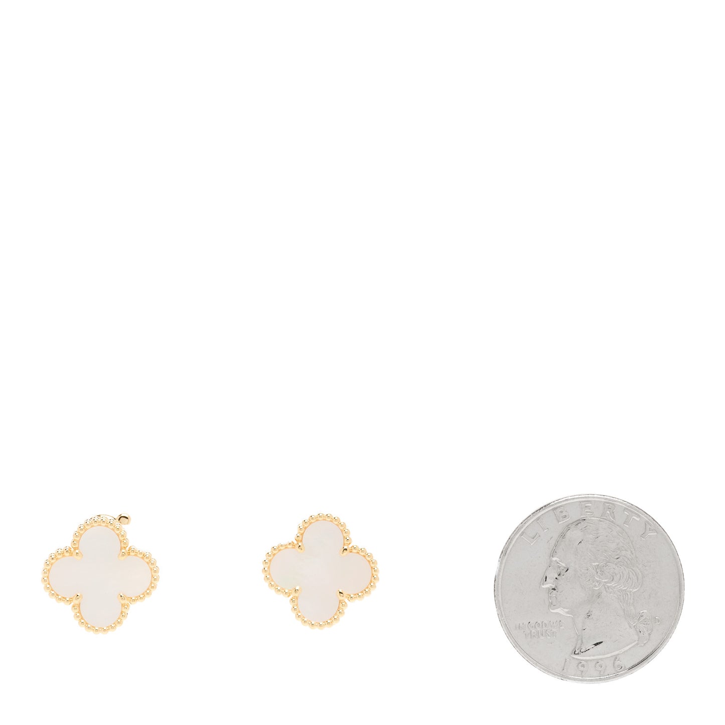 18K Yellow Gold Mother of Pearl Vintage Alhambra Earrings