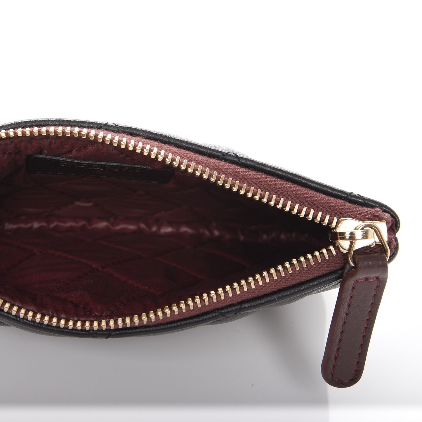 Lambskin Quilted Small Cosmetic Case Black