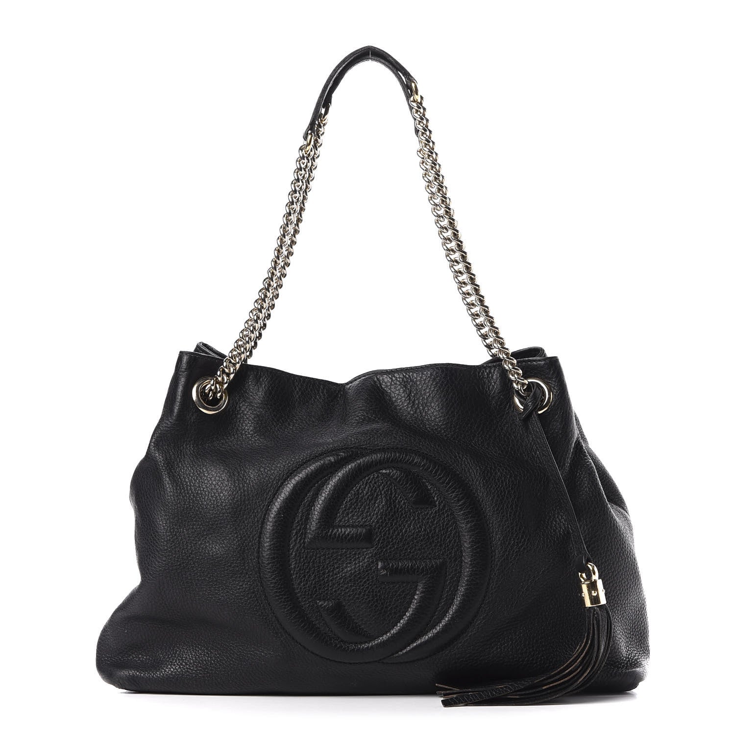 Gucci Pebbled Calfskin Medium Soho Chain Shoulder Bag Black 1 of 10