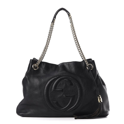 Gucci Pebbled Calfskin Medium Soho Chain Shoulder Bag Black 1 of 10
