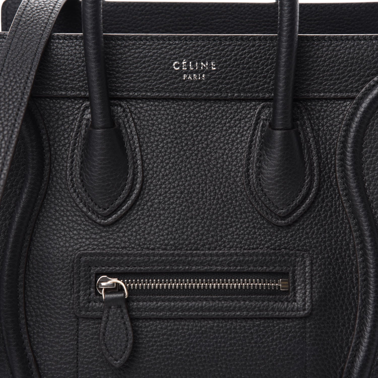 Celine Drummed Calfskin Nano Luggage Black 9 of 9