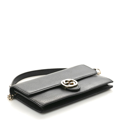Gucci Dollar Calfskin Interlocking G Chain Wallet Black 4 of 9