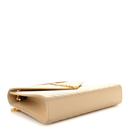 Saint Laurent Grain De Poudre Matelasse Chevron Large Monogram Satchel Nude Powder 4 of 10