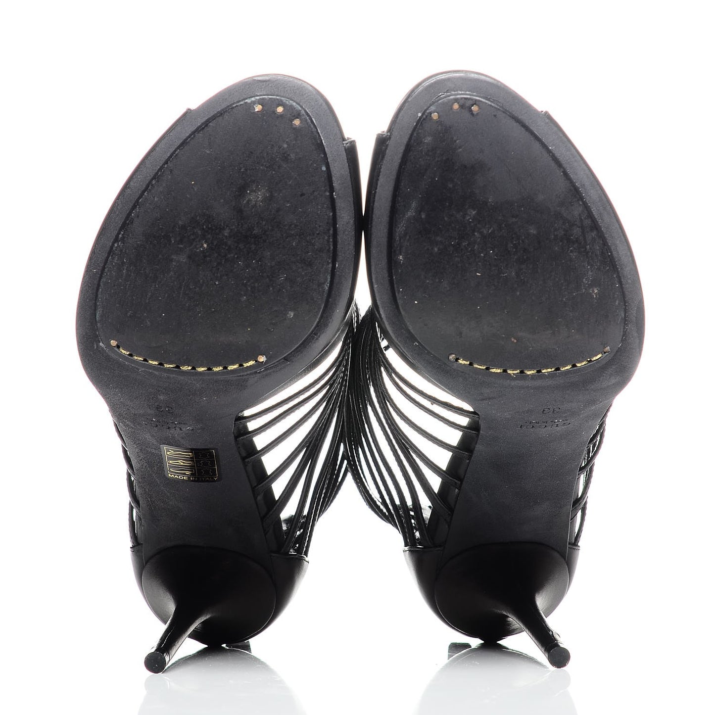 Saddle Soft Lux Peep Toe Caged Sandals 39 Black