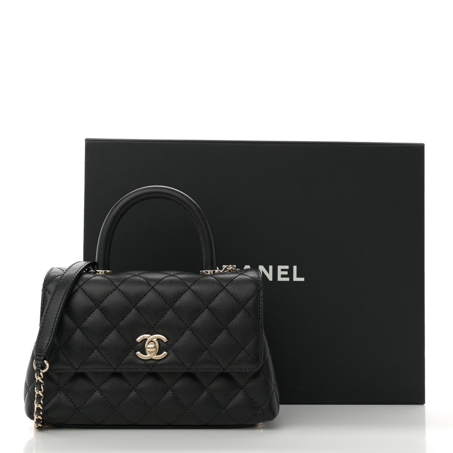 Caviar Quilted Mini Coco Handle Flap Black