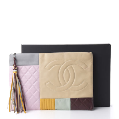 Chanel Lambskin Patchwork Medium Cosmetic Case Multicolor Burgundy 11 of 11