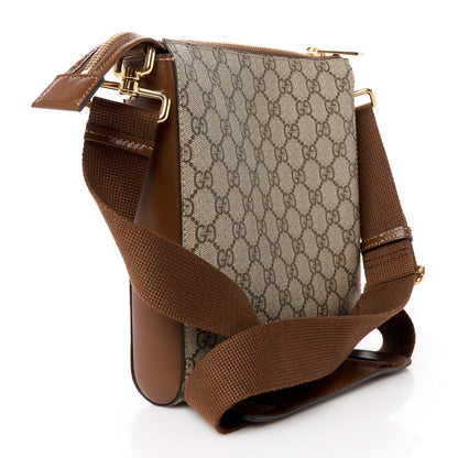 Gucci GG Supreme Monogram Azalea Calfskin Retro Interlocking G Flat Messenger Bag Beige Ebony Brown Sugar 3 of 12