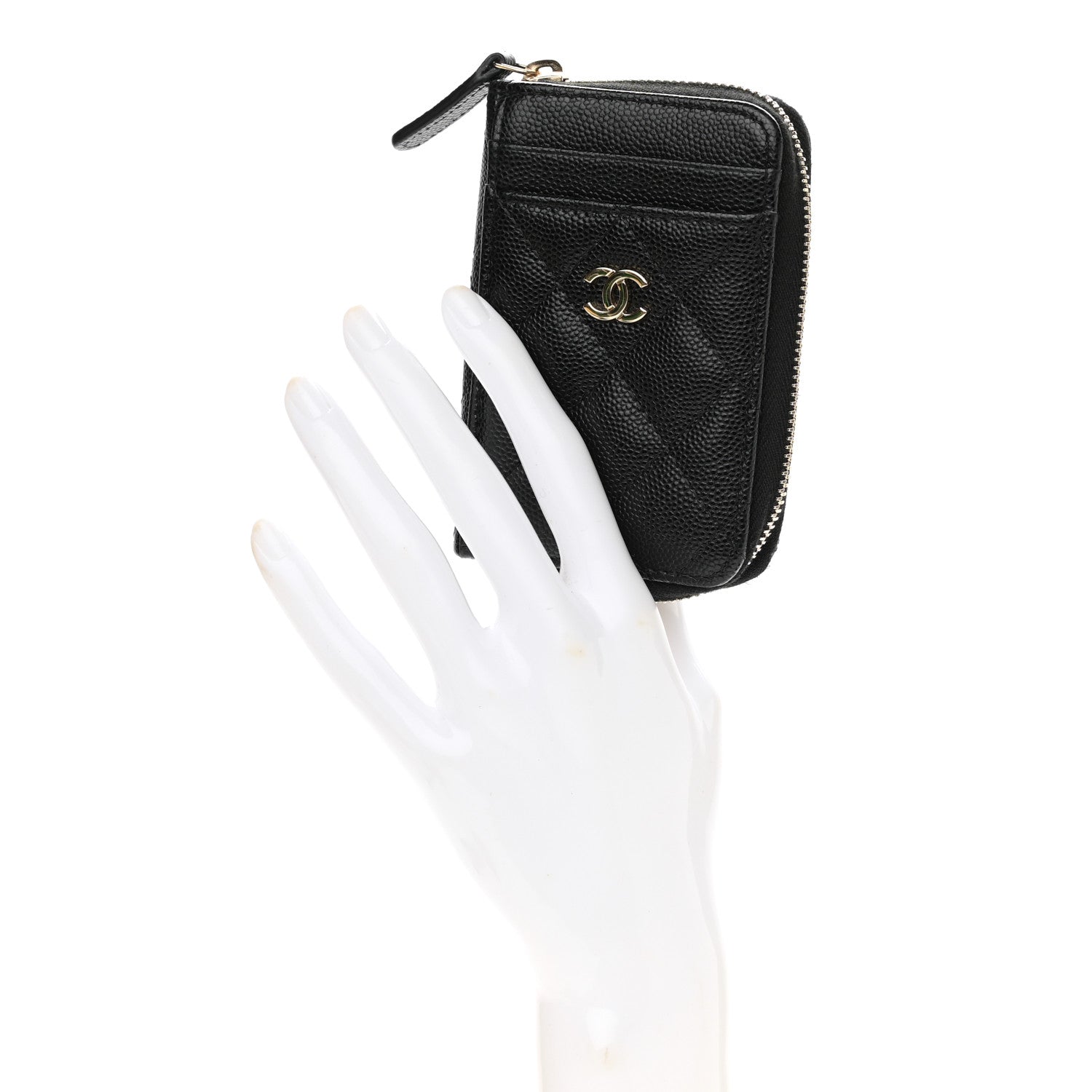 Chanel Caviar Quilted Zip Card Holder Black 2 of 8