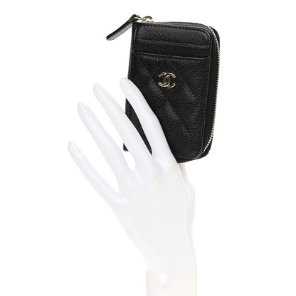 Chanel Caviar Quilted Zip Card Holder Black 2 of 8