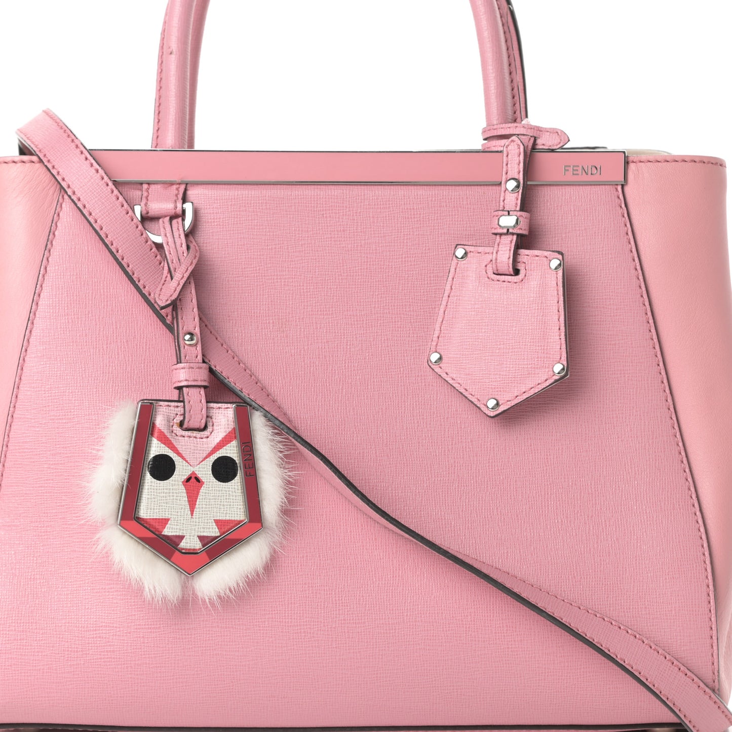 Vitello Elite Flamingo Mink Monster Charm Petite 2Jours Tote Pink Multicolor