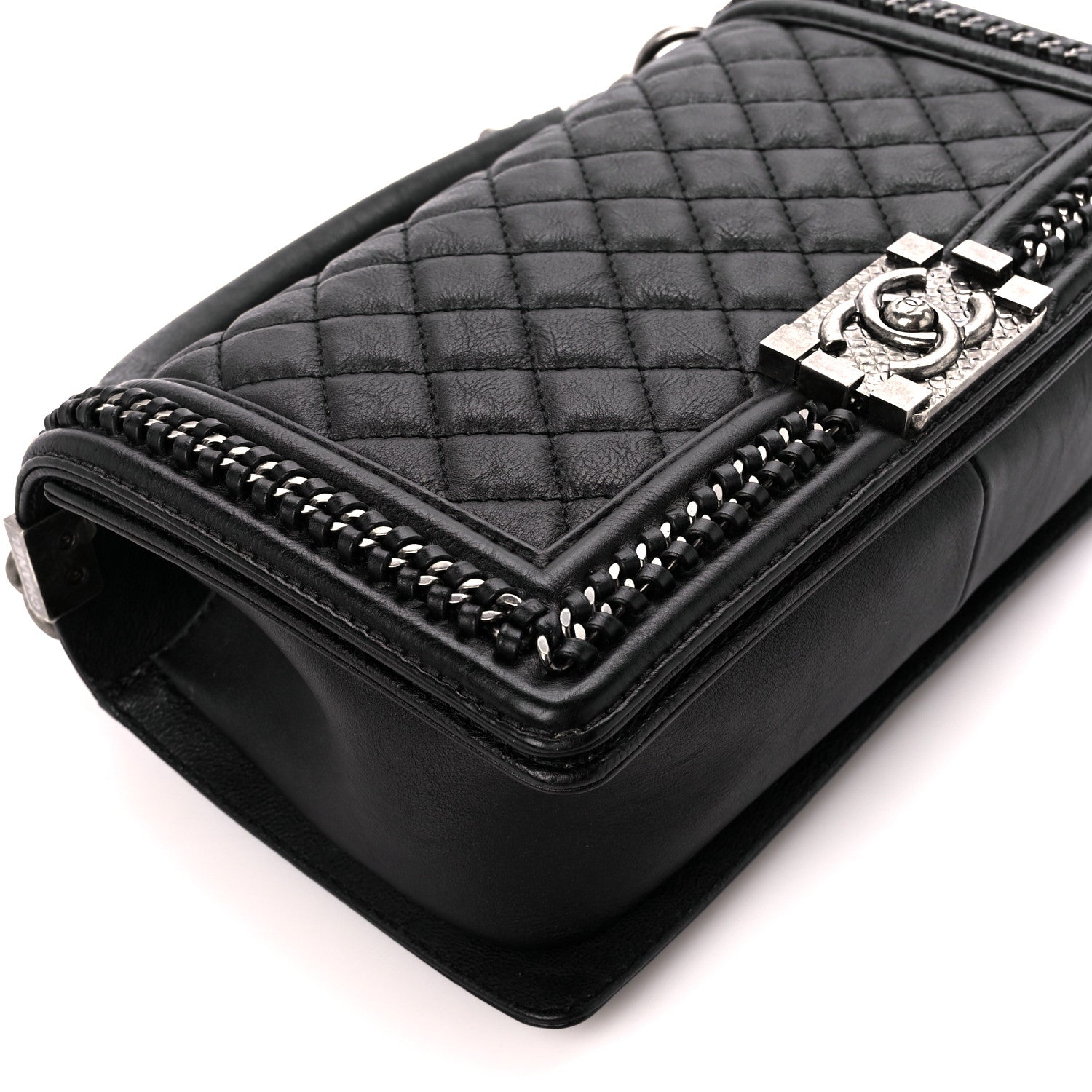 Chanel Goatskin Quilted Medium Boy Handle Flap Black 9 of 11