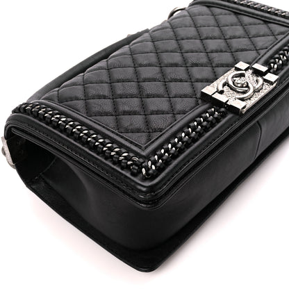 Chanel Goatskin Quilted Medium Boy Handle Flap Black 9 of 11