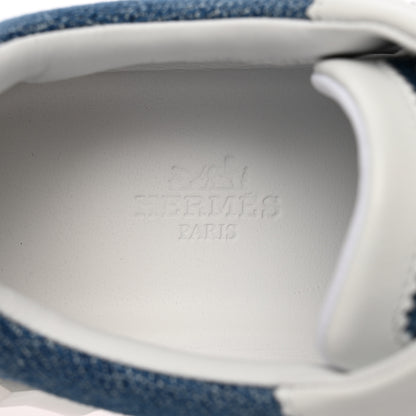 Hermes Denim Suede Goatskin Bouncing Sneakers 37 Bleu Clair White 6 of 12