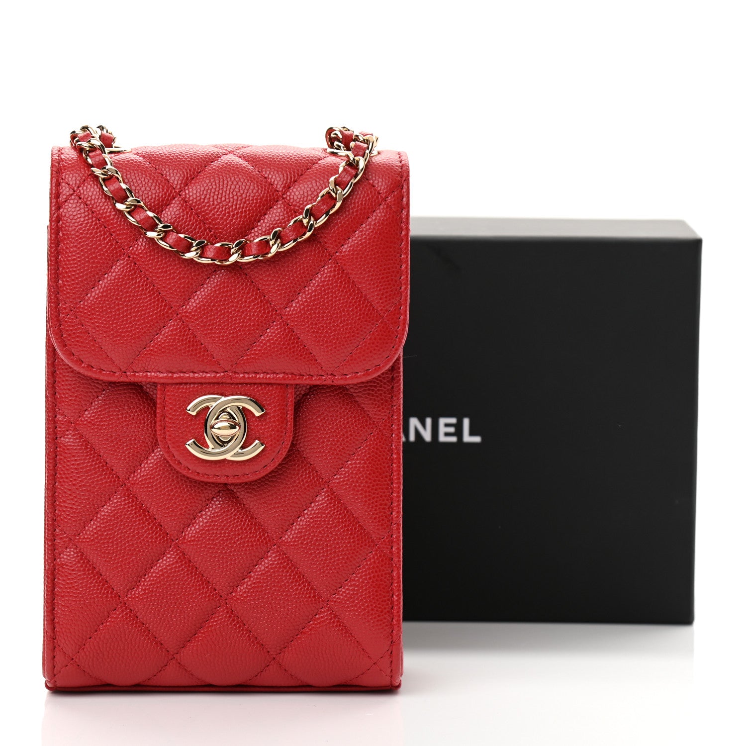 Chanel Caviar Quilted Classic Phone Holder Red 13 of 13