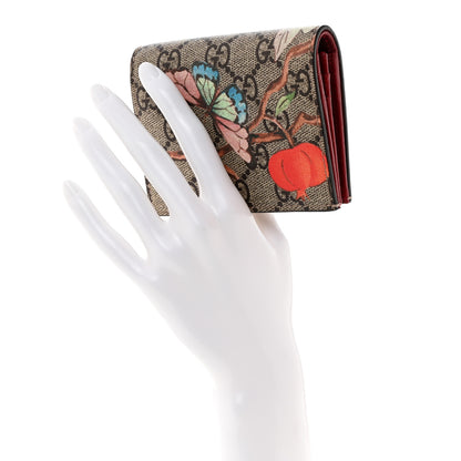 Gucci GG Supreme Monogram Tian Card Case Beige Multicolor Red 2 of 7