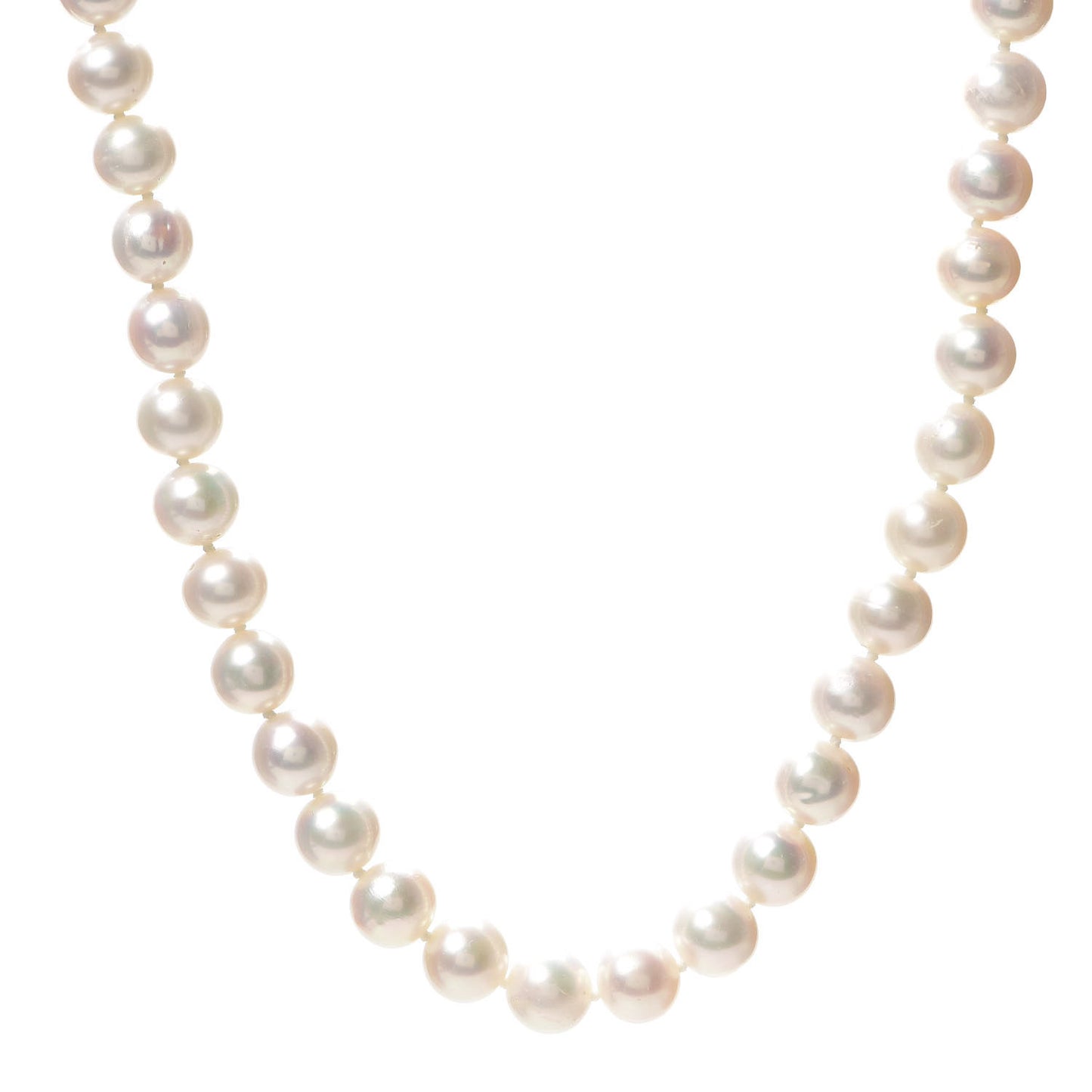 Sterling Silver Diamond Pearl 8-8.5mm Buckle Necklace