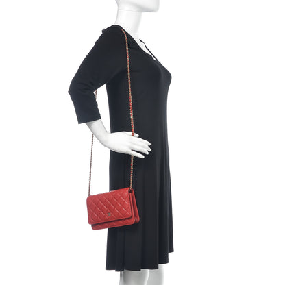 Chanel Caviar Quilted Wallet on Chain WOC Red 2 of 11