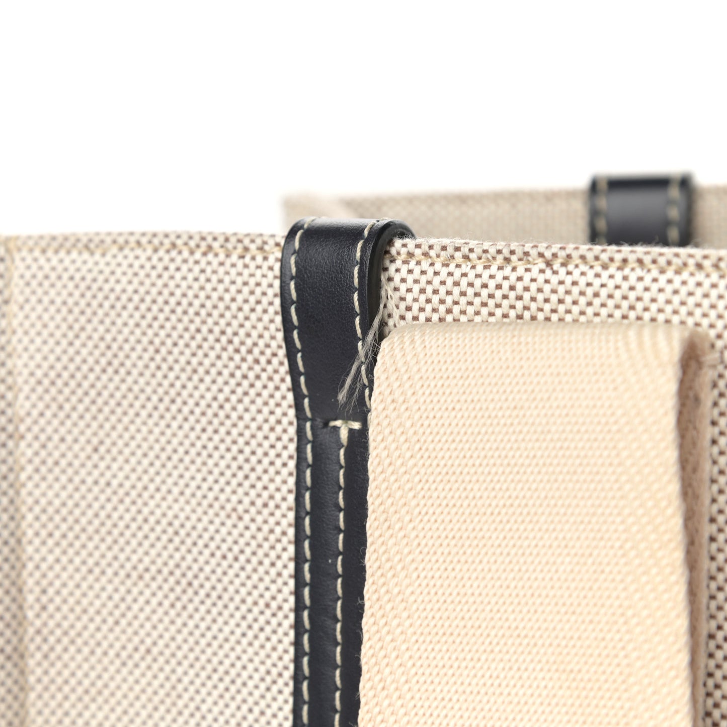 Cotton Calfskin Medium Woody Ribbon Tote White Black