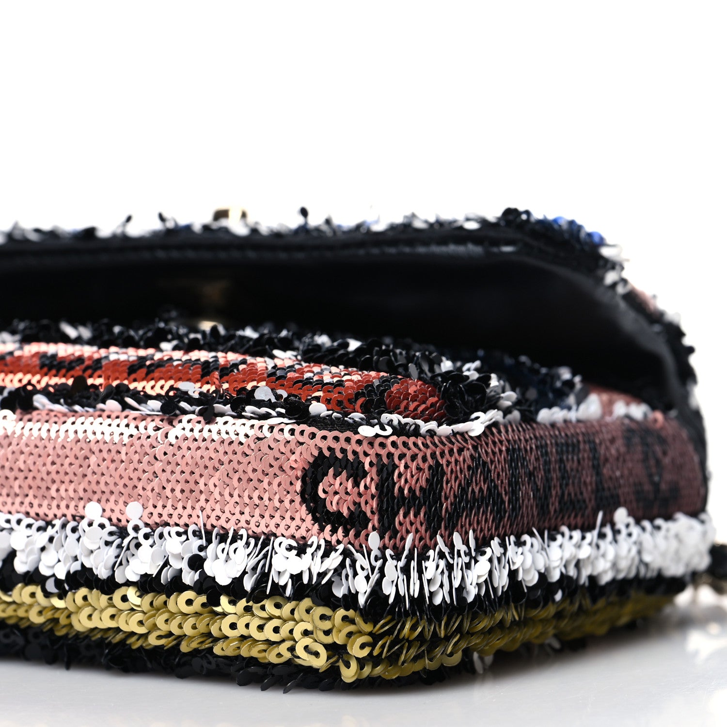 Chanel Sequin COCO Clutch With Chain Black Red 10 of 10