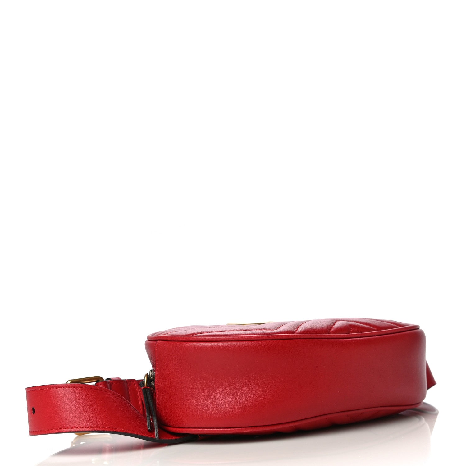 Gucci Calfskin Matelasse GG Marmont Belt Bag 85 34 Hibiscus Red 4 of 14