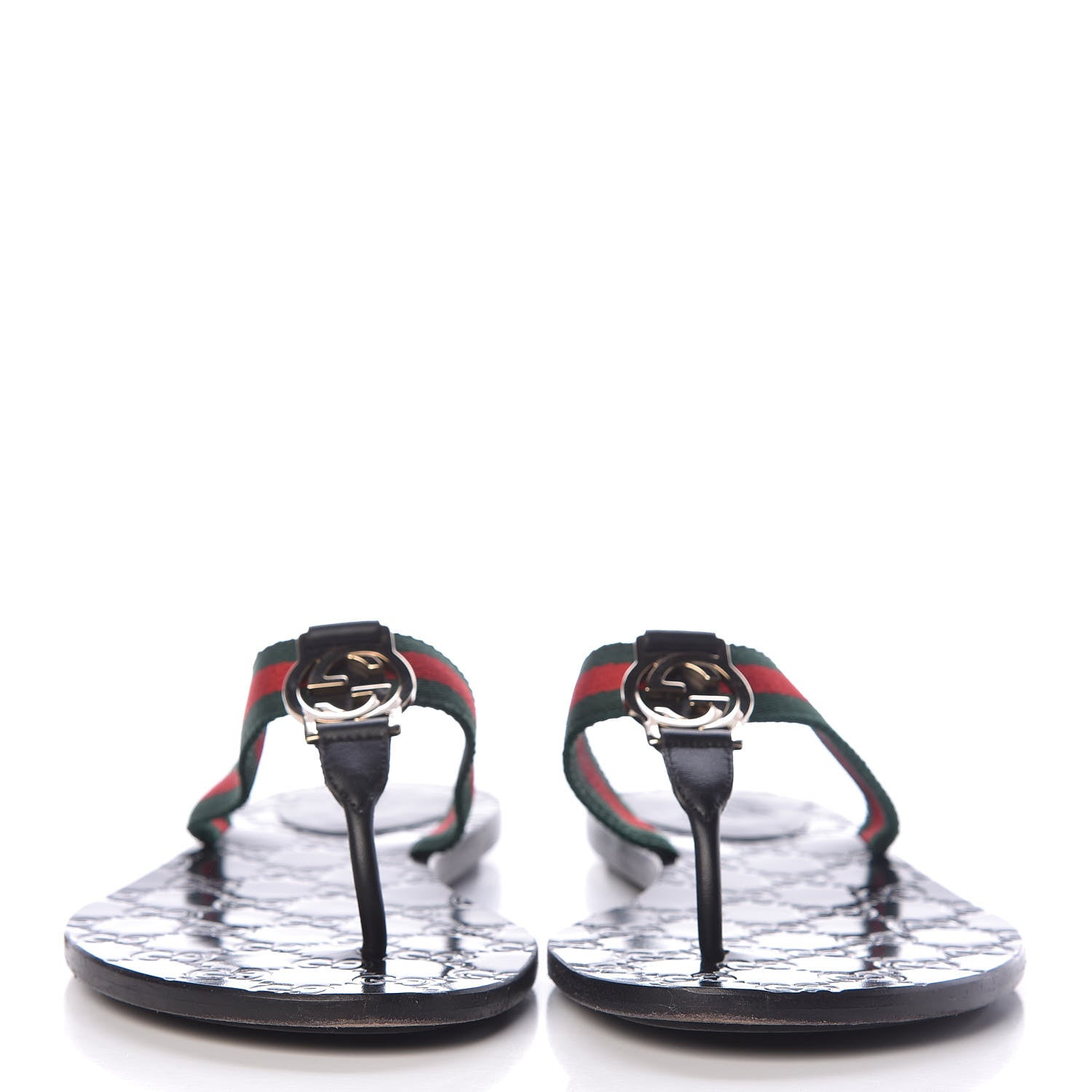 Gucci Nylon Guccissima Web Womens Thong Sandals 38.5 Green Red Black 2 of 11