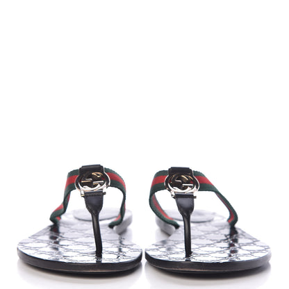 Gucci Nylon Guccissima Web Womens Thong Sandals 38.5 Green Red Black 2 of 11