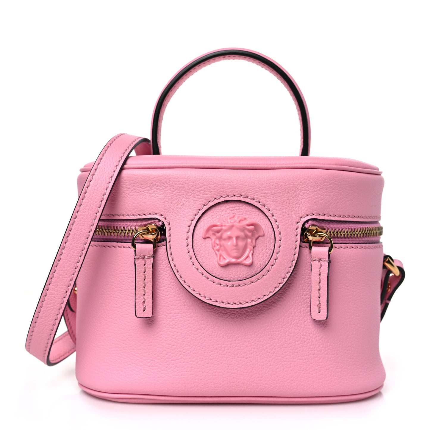 Grained Calfskin Medusa Vanity Case Pink