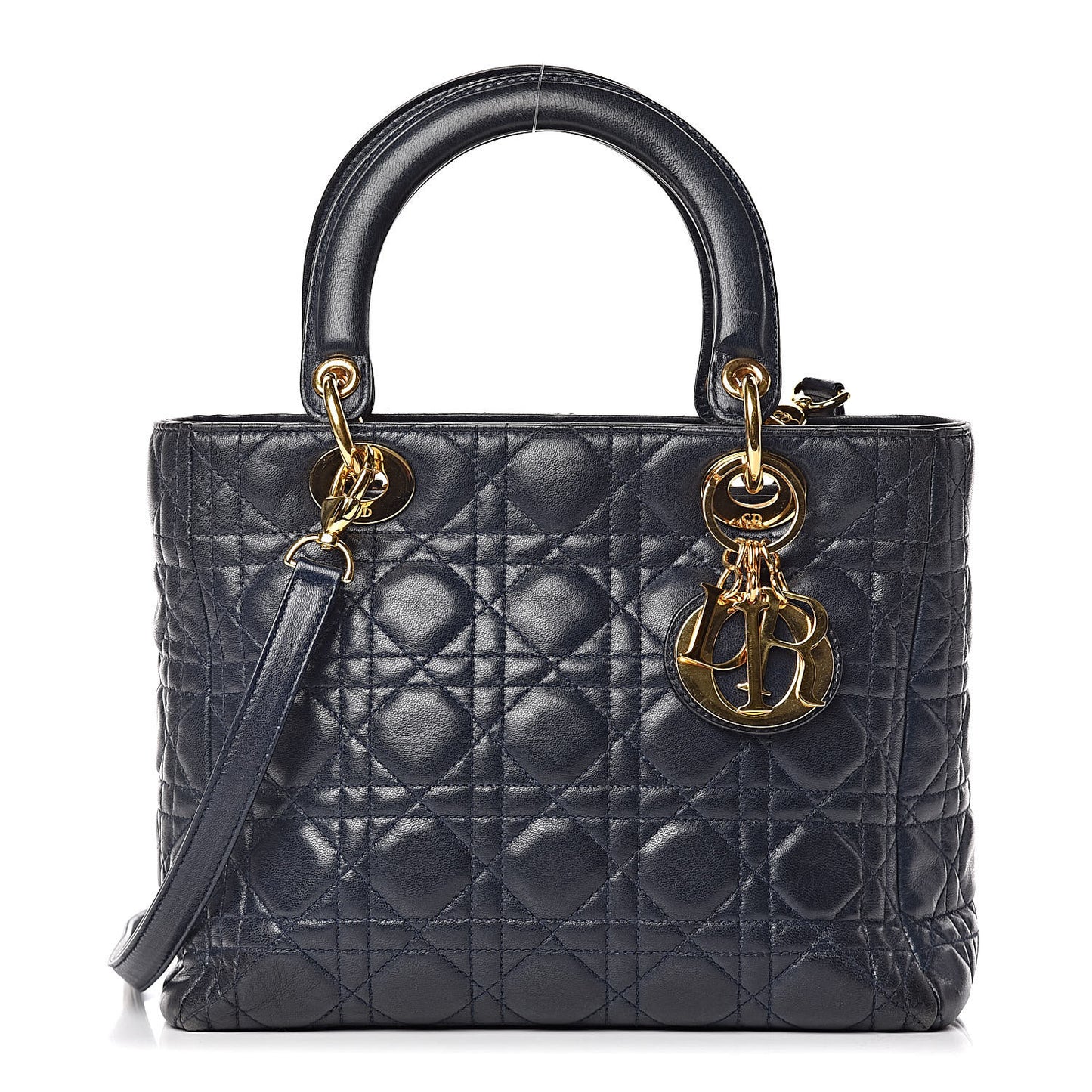 Lambskin Cannage Medium Lady Dior Indigo Blue