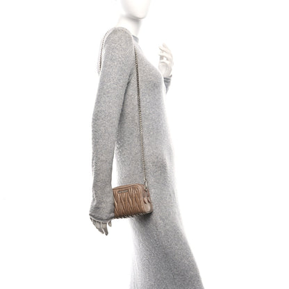 Miu Miu Vitello Lux Matelasse Double Zip Chain Crossbody Bag Cammeo 2 of 11