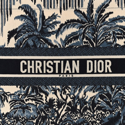 Christian Dior Canvas Embroidered Large Palm Tree Toile De Jouy Book Tote Blue Multicolor 7 of 10