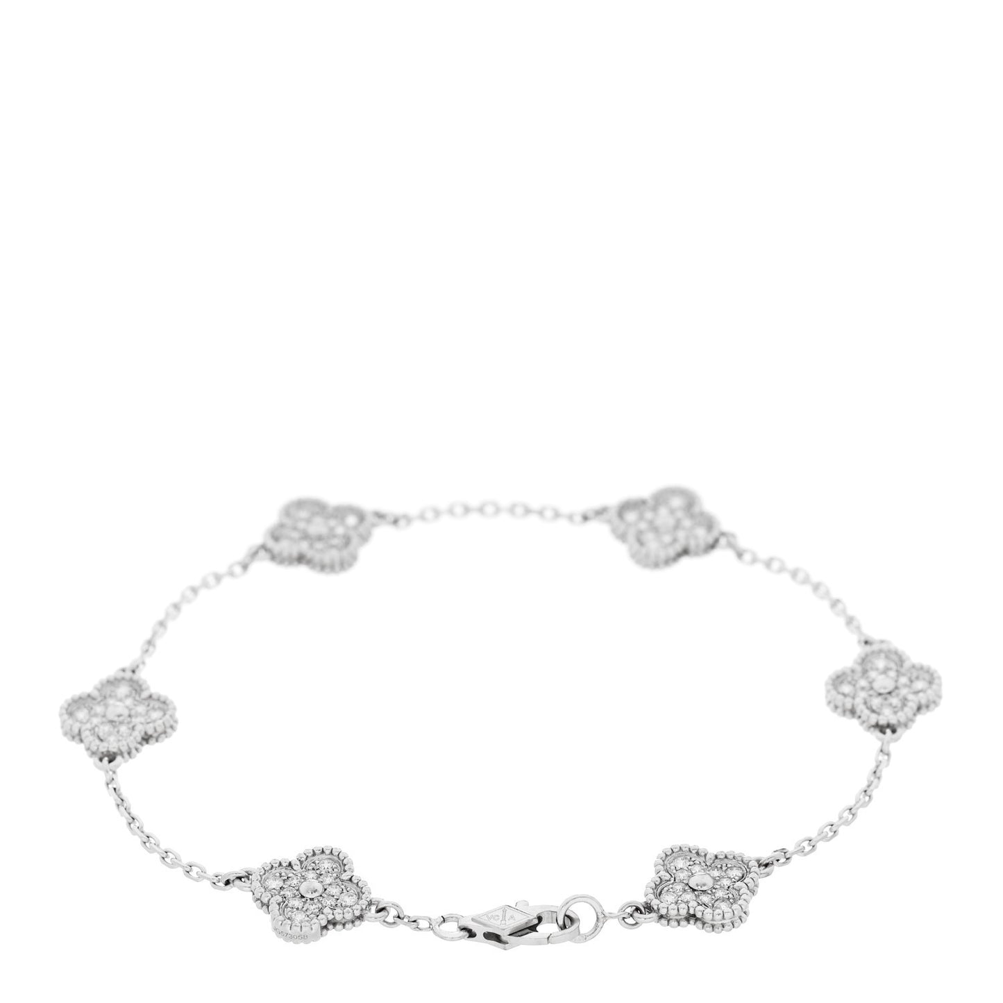 18K White Gold Diamond 6 Motifs Sweet Alhambra Bracelet