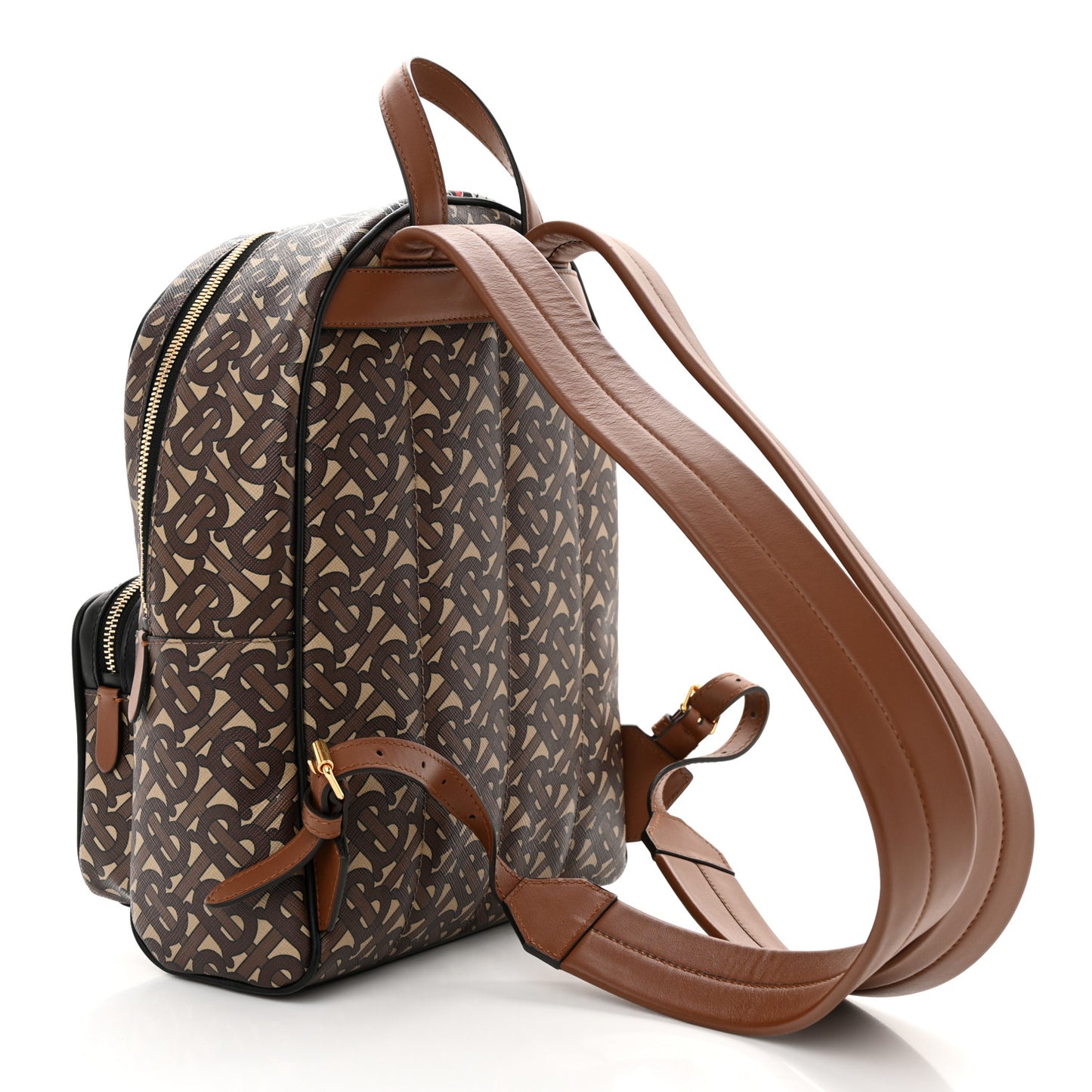 E-Canvas Monogram Stripe TB Backpack Bridle Brown