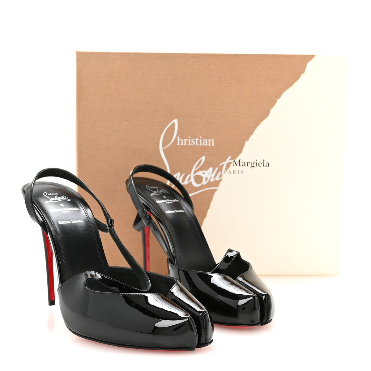 X MAISON MARGIELA Patent Loubiella 100 Tabi Pumps 40.5 Black