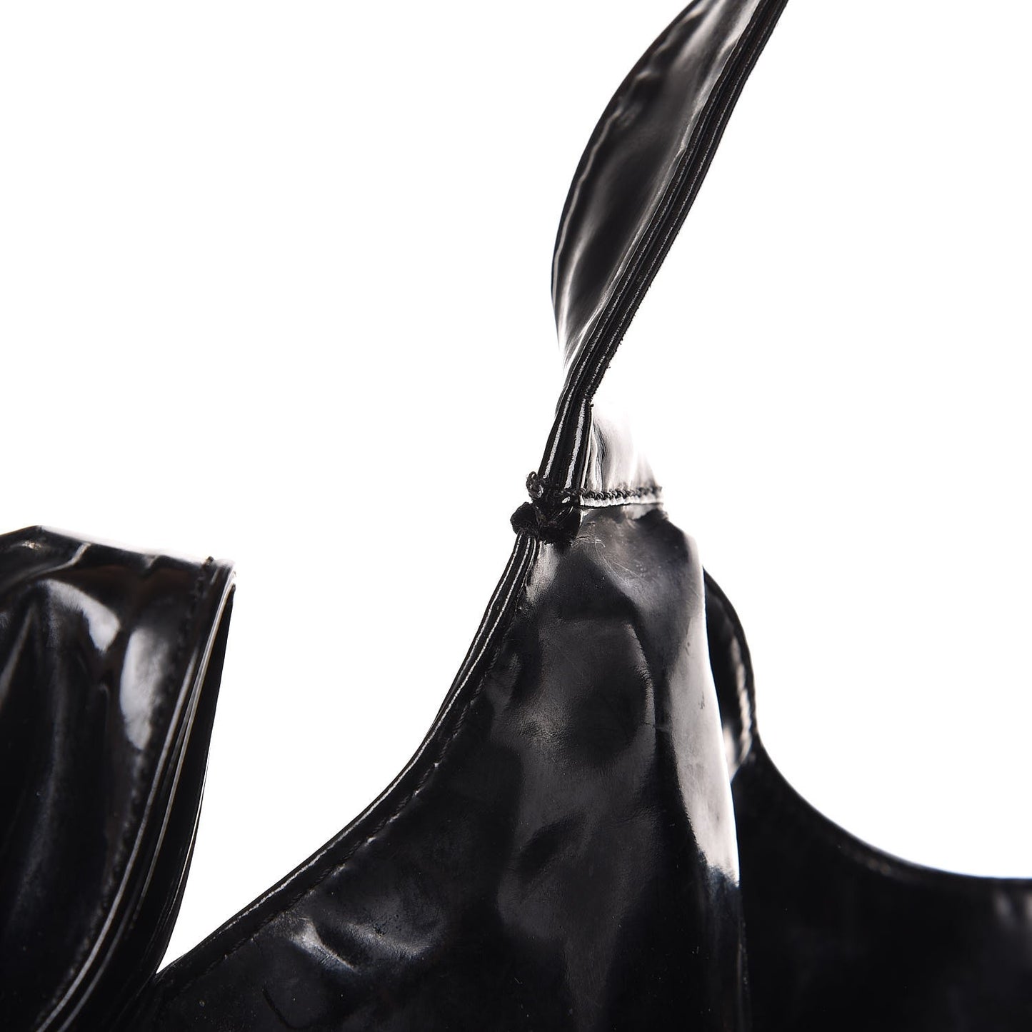 Patent Lacca Small Nuage Bow Hobo Black