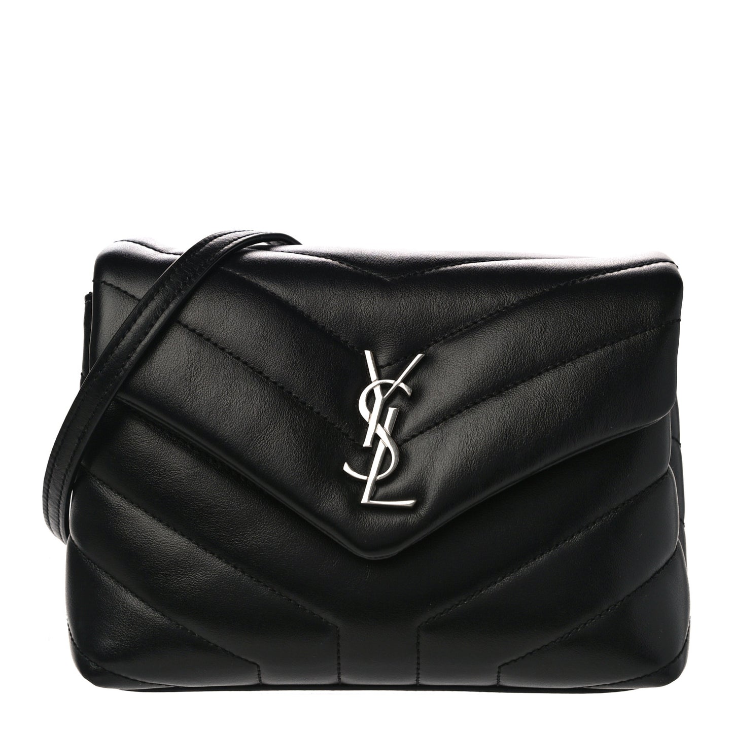 Calfskin Y Quilted Monogram Toy Loulou Crossbody Bag Black