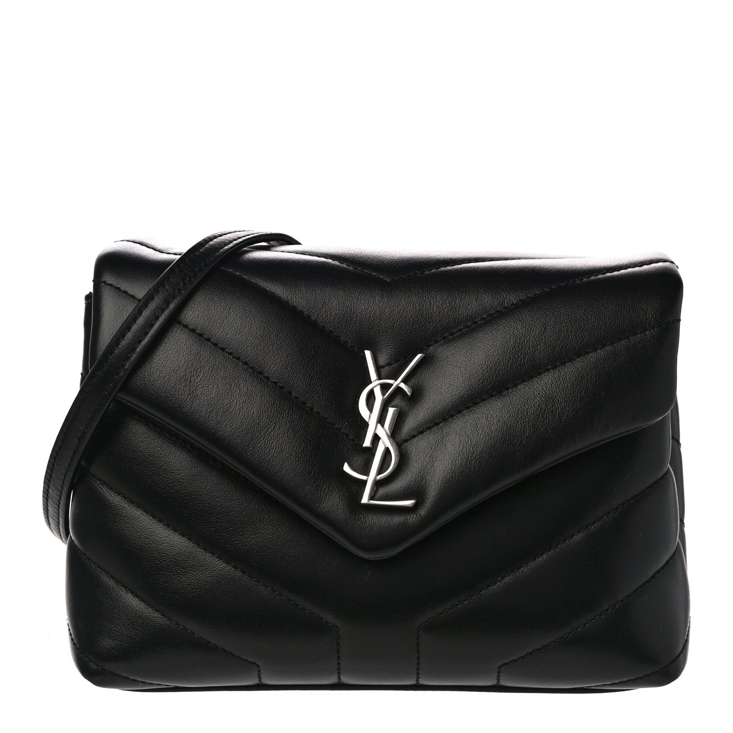 Saint Laurent Calfskin Y Quilted Monogram Toy Loulou Crossbody Bag Black 1 of 10