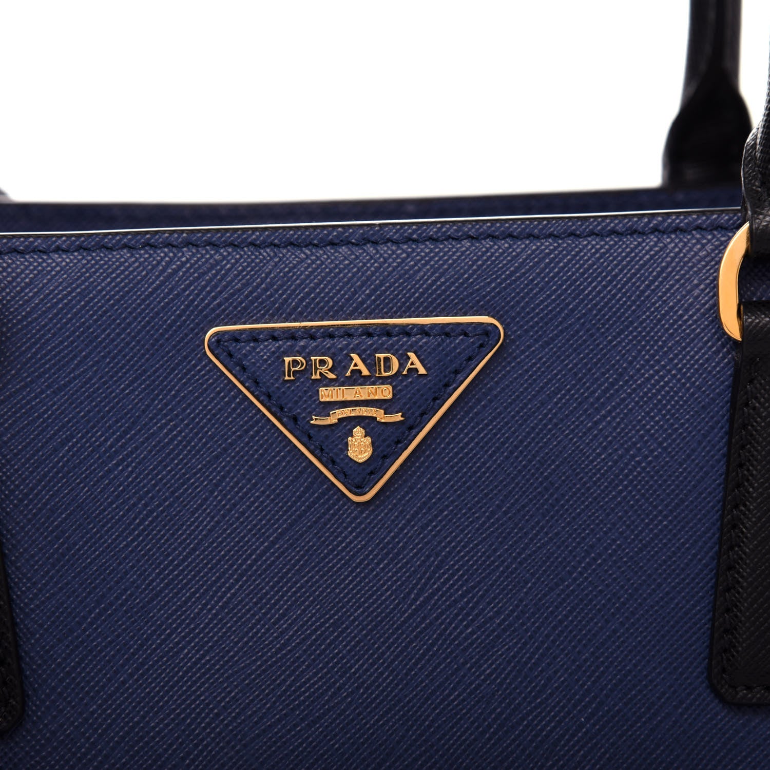 Prada Saffiano Lux Bi-Color Medium Tote Bluette Black 9 of 10